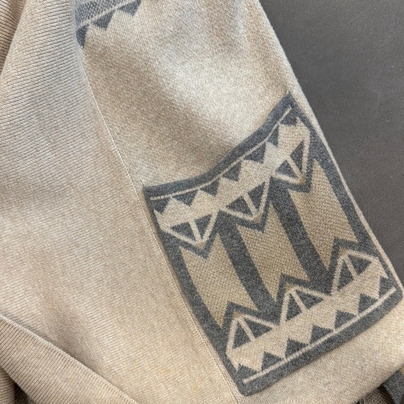 Geometric Patterned Beige and Gray Women's Sweater - Picture 2 of 3